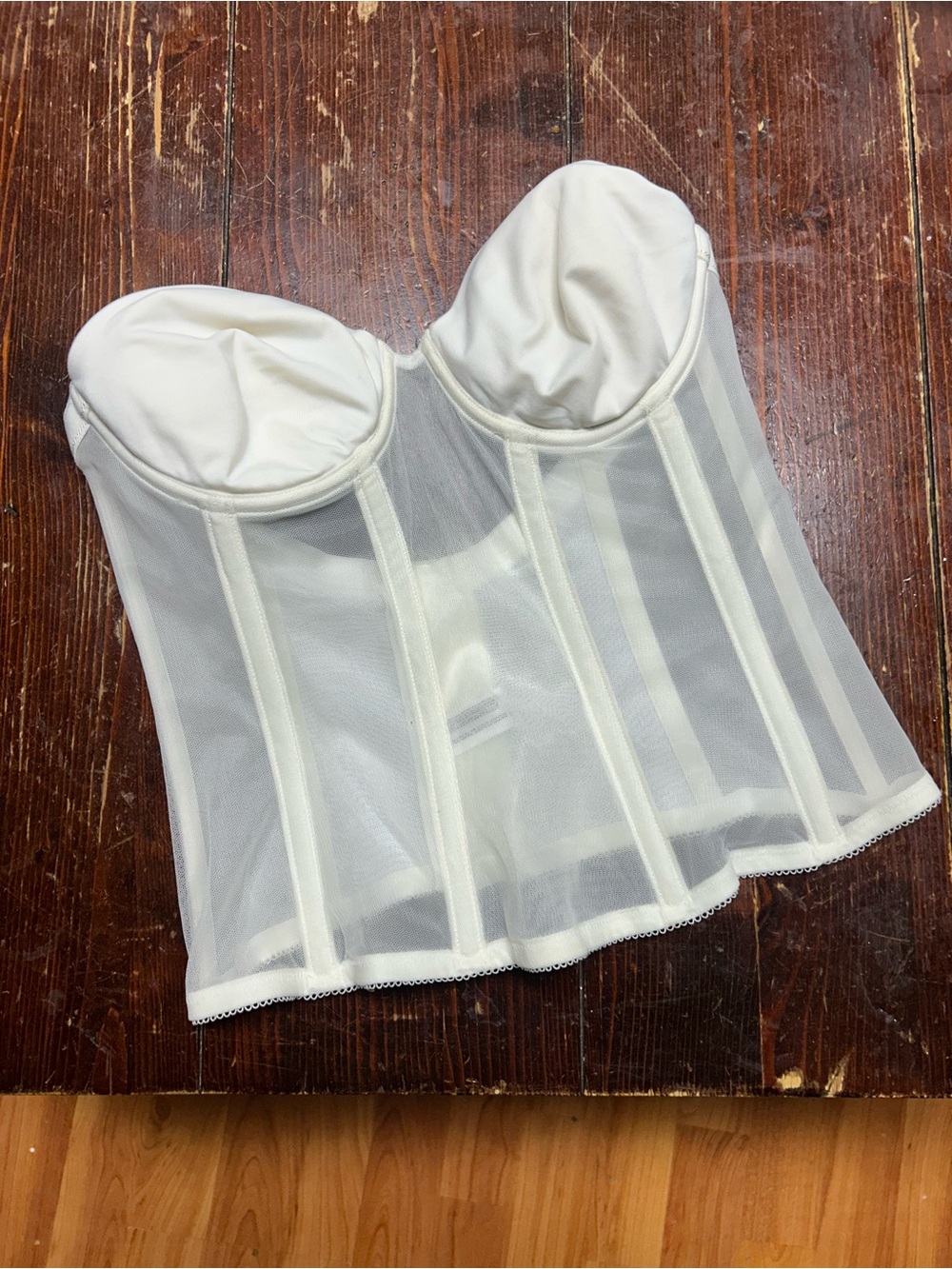 Wacoal white long bustier bra size 34B off white underwire corset